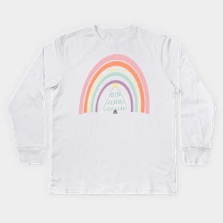 Boho Tis the Season Rainbow Kids Long Sleeve T-Shirt